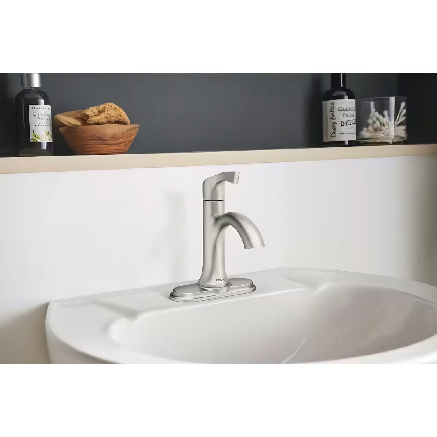 MOEN Korek 84466SRN Single-Handle Bathroom Sink Faucet in Brushed Nickel
