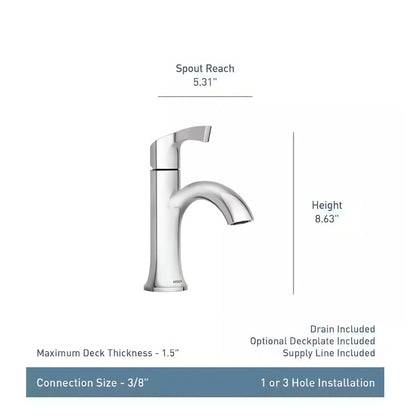 MOEN Korek 84466SRN Single-Handle Bathroom Sink Faucet in Brushed Nickel