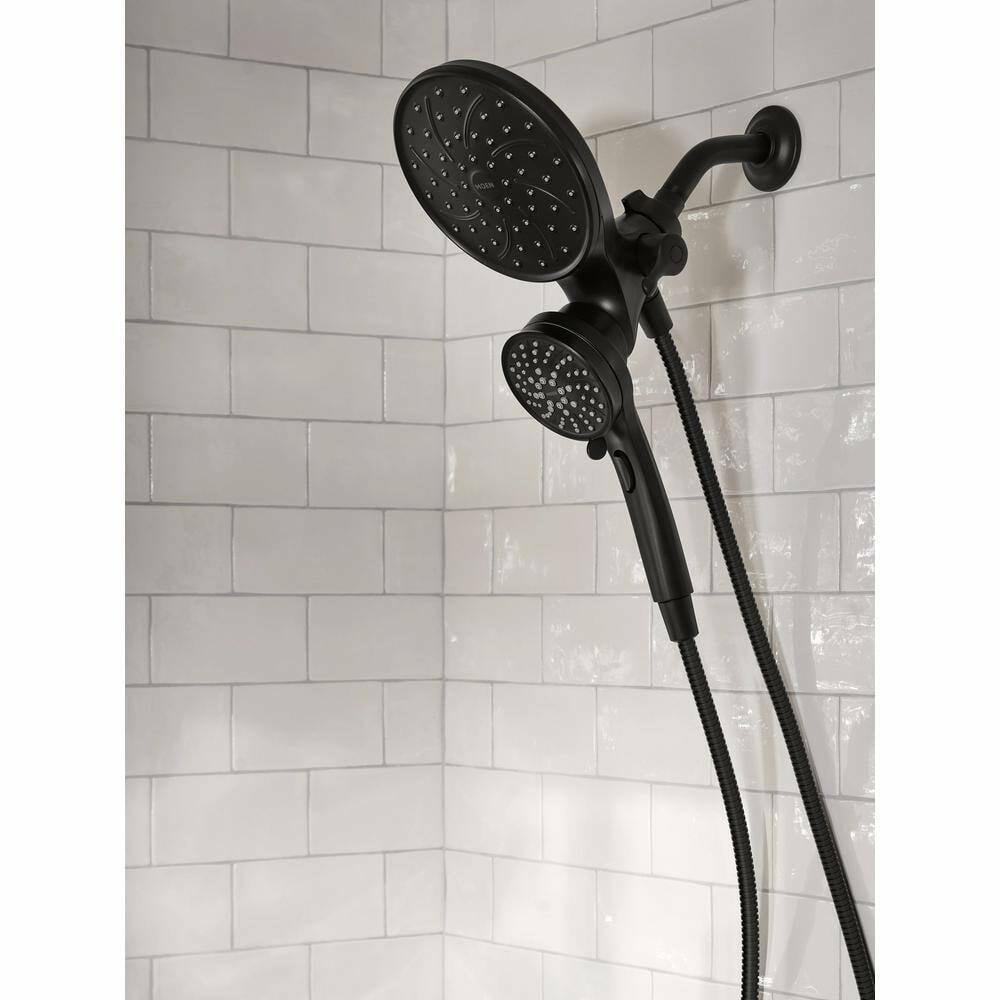 MOEN Brecklyn 82611BL Single Handle 6-Spray Tub and Shower Faucet with Magnetix Rainshower Combo in Matte Black (Valve Included)