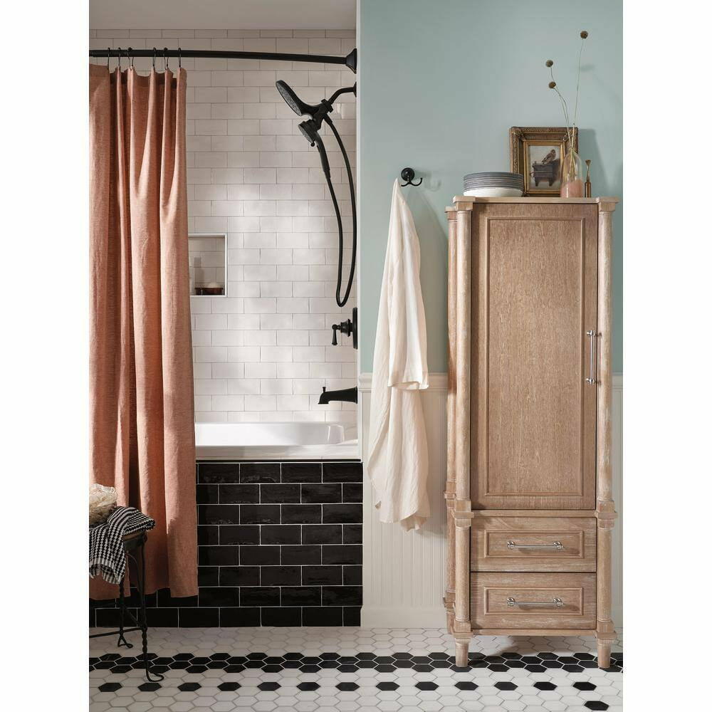 MOEN Brecklyn 82611BL Single Handle 6-Spray Tub and Shower Faucet with Magnetix Rainshower Combo in Matte Black (Valve Included)