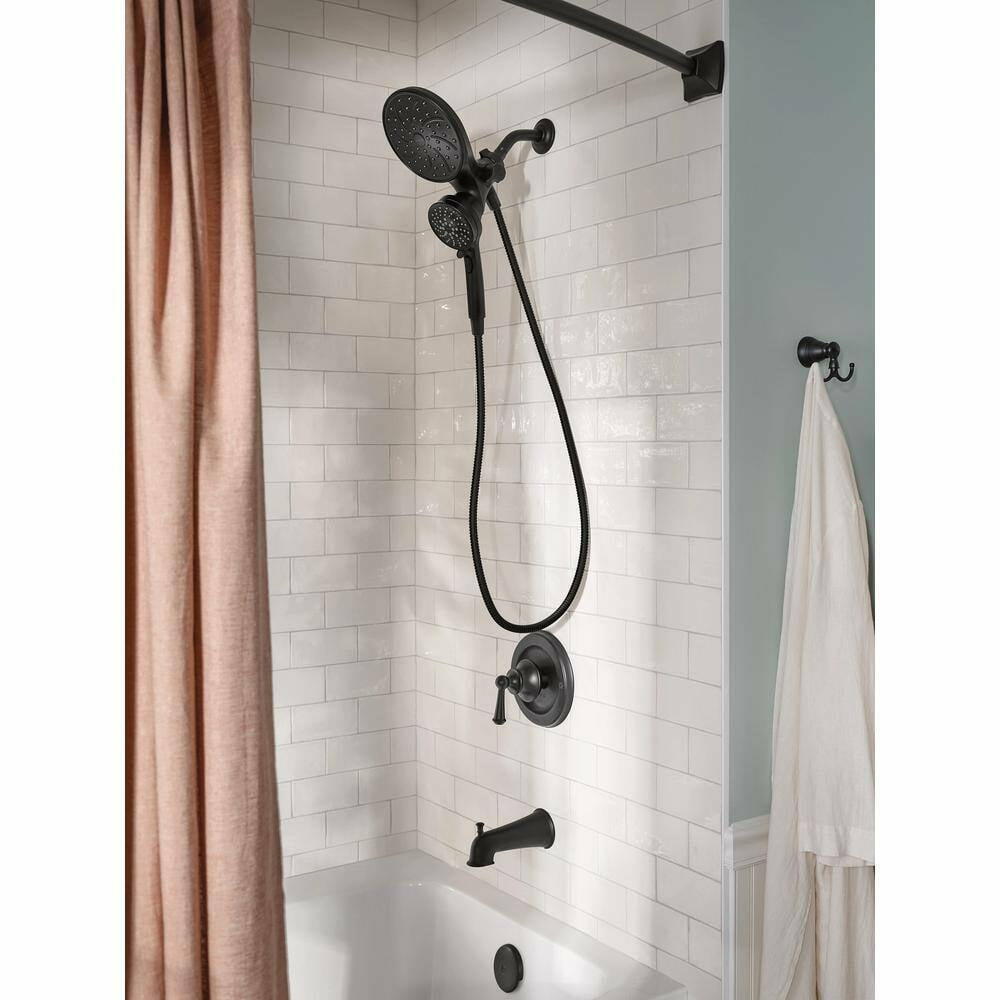 MOEN Brecklyn 82611BL Single Handle 6-Spray Tub and Shower Faucet with Magnetix Rainshower Combo in Matte Black (Valve Included)