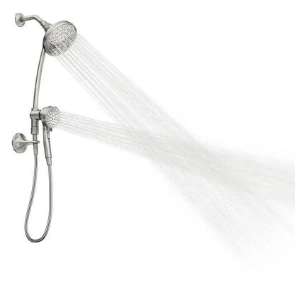 MOEN Attract 28586SRN with Magnetix 6-Spray Patterns 6.75 in. Wall Mount Dual Shower Heads with Slidebar in Spot Resist Brushed Nickel