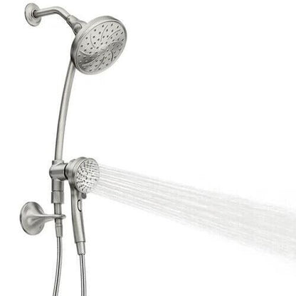 MOEN Attract 28586SRN with Magnetix 6-Spray Patterns 6.75 in. Wall Mount Dual Shower Heads with Slidebar in Spot Resist Brushed Nickel