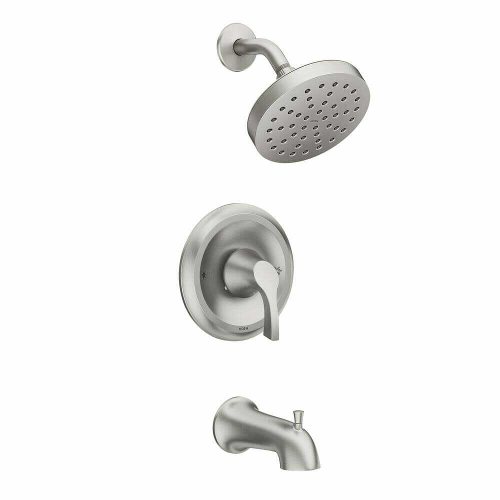 MOEN Korek 82466SRN Single-Handle 1- Spray 1.75 GPM Tub and Shower Faucet with Valve in Spot Resist Brushed Nickel (Valve Included)