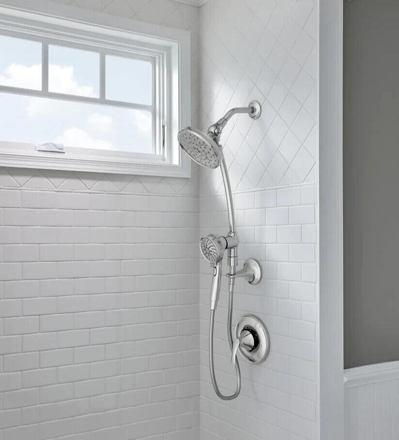 MOEN Attract 28586 Magnetix 6-Spray 6.75 in. Dual Wall Mount Fixed and Handheld Shower Heads 1.75 GPM with Slidebar in Chrome