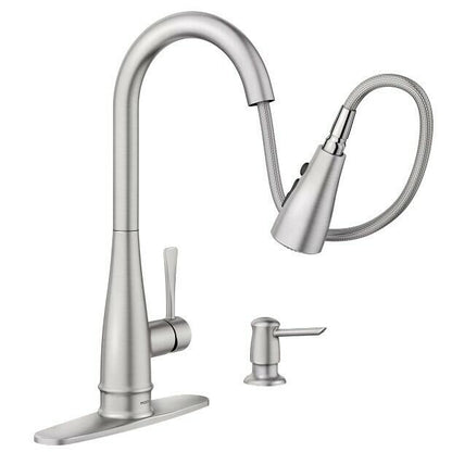MOEN Birchfield 87205SRS Single-Handle Pull-Down Sprayer Kitchen Faucet with Reflex and PowerBoost in Spot Resist Stainless