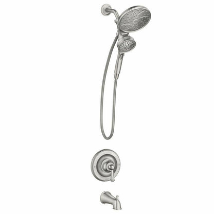 MOEN Brecklyn 82611SRN Single Handle 6-Spray Tub Shower Faucet w/ Magnetix Rainshower in Spot Resist Brushed Nickel (Valve Included)