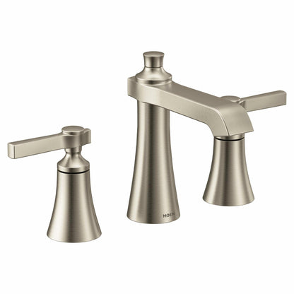 MOEN Flara TS6984BN Two-Handle Widespread Cross Handle Bathroom Faucet in Brushed Nickel (Valve Required)