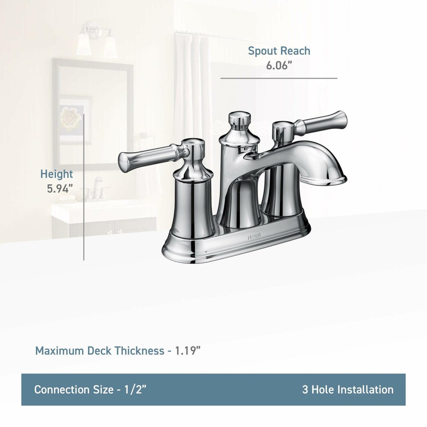 MOEN Dartmoor 6802BN Centerset Double Handle Low Arc Bathroom Faucet with Drain Kit Included in Brushed Nickel