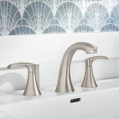 MOEM Graeden 84138SRN Two Handle Widespread Bathroom Sink Faucet in Spot Resist Brushed Nickel