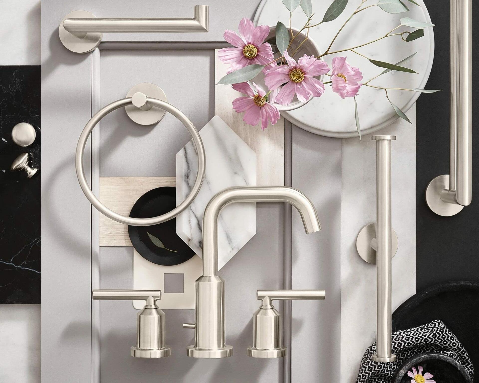 MOEN Gibson TV6142BN Two-Handle High Arc Widespread Bathroom Sink Faucet for 3-Hole Setups in Brushed Nickel (Valve Included)