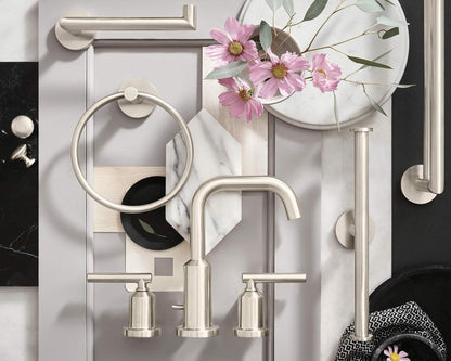 MOEN Gibson TV6142BN Two-Handle High Arc Widespread Bathroom Sink Faucet for 3-Hole Setups in Brushed Nickel (Valve Included)