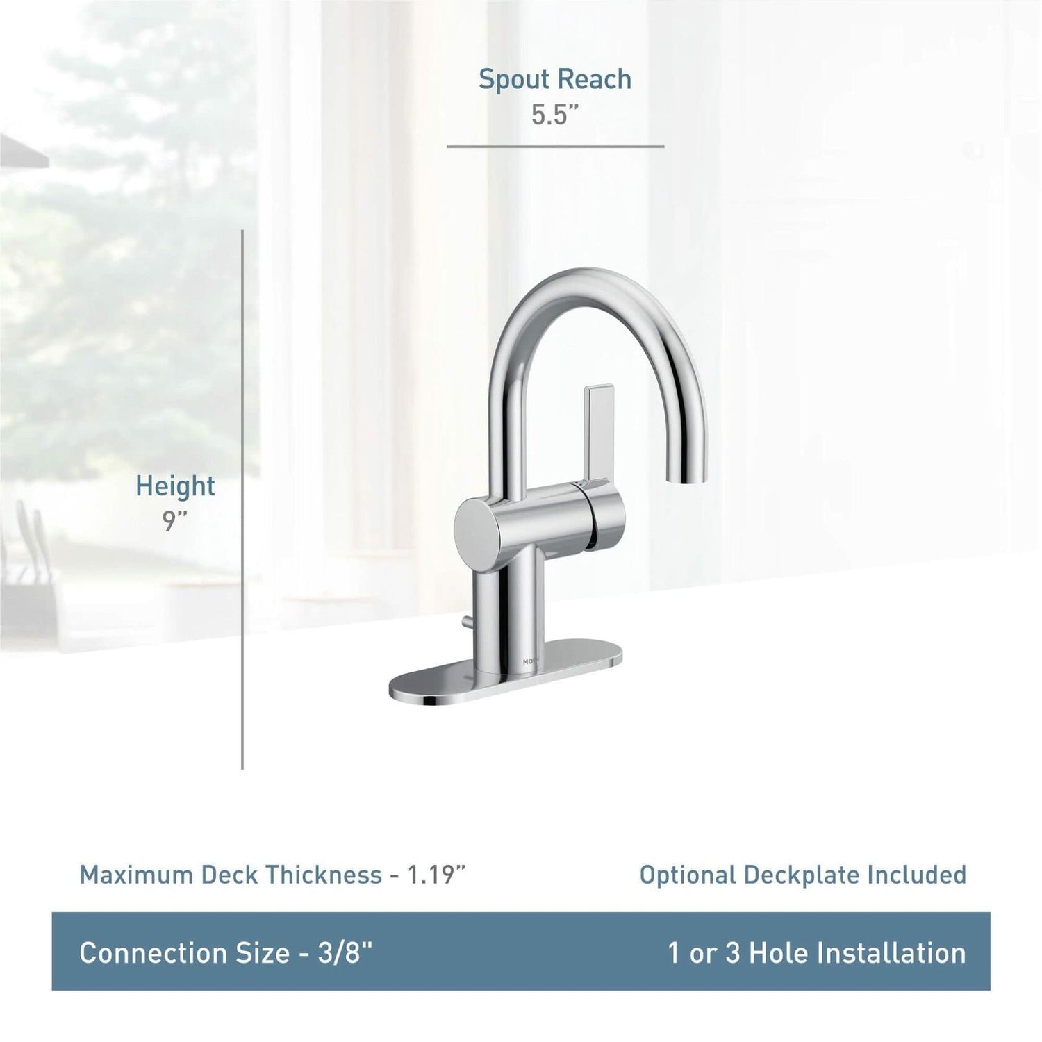 MOEN CIA 6221BN Collection Single Handle Bathroom Sink Faucet in Brushed Nickel