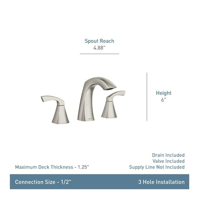 MOEN Lindor 84504SRN Widespread 2-handle High-arc Bathroom Sink Faucet with Drain in Spot Resist Brushed Nickel