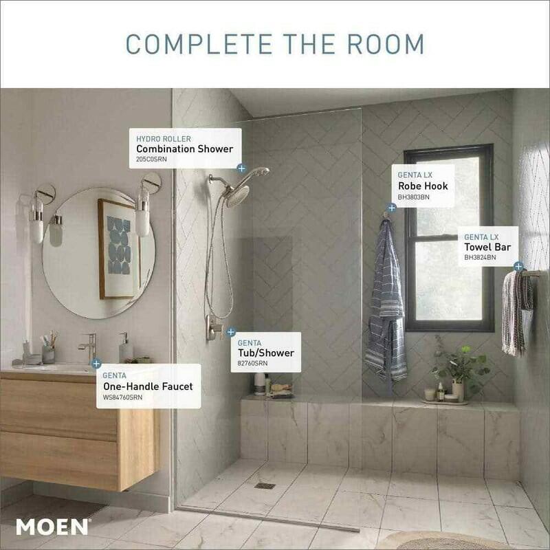 MOEN Genta 82760SRN Single-Handle 1-Spray Tub and Shower Faucet in Spot Resist Brushed Nickel (Valve Included)