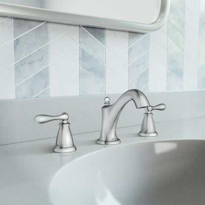 MOEN Caldwell WS84440 Widespread 2-handle Mid-arc  Bathroom Sink Faucet with Drain in Chrome