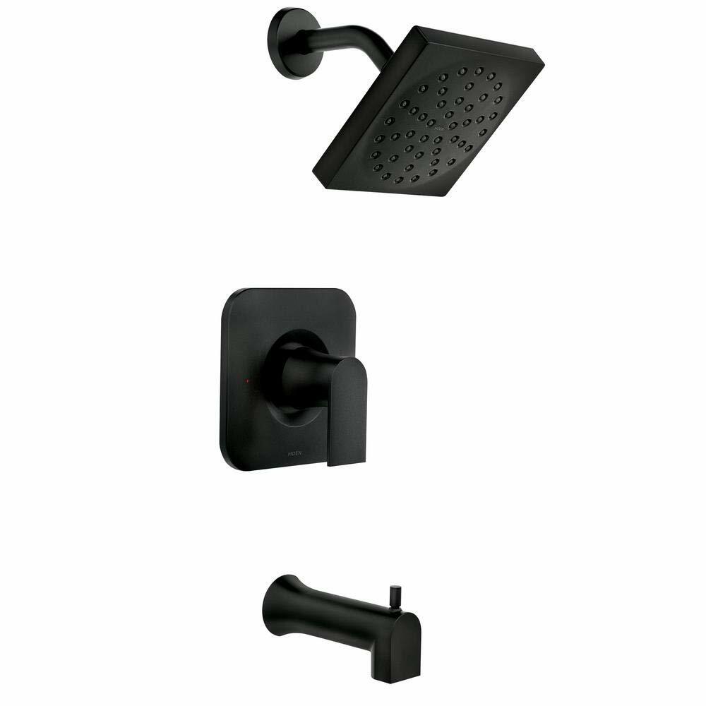 MOEN Genta 82760BL Single-Handle One Spray Tub and Shower Faucet in Matte Black (Valve Included)