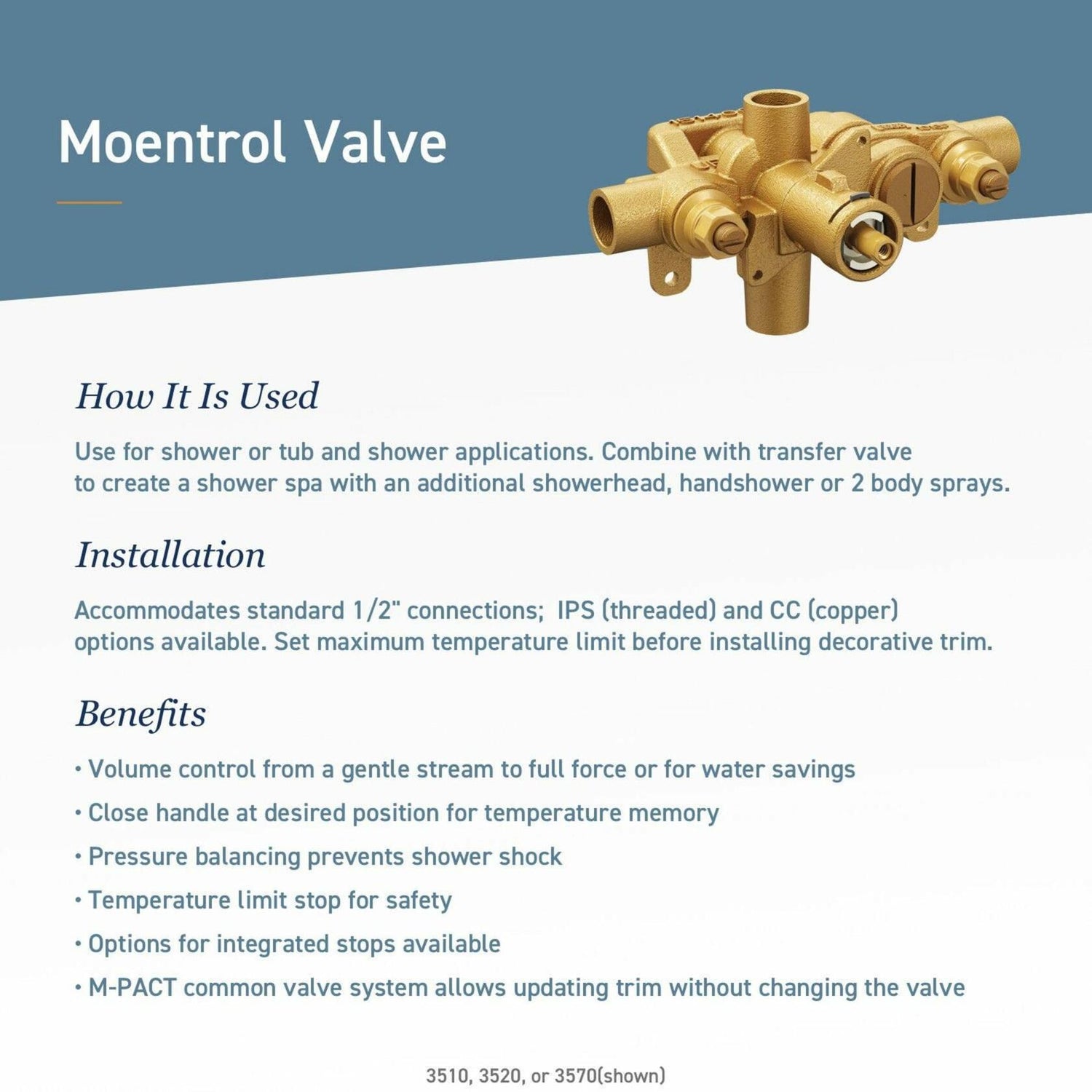 Moen Voss T3691BL Matte Black 1-Handle Moentrol Valve Trim Kit, Valve Required