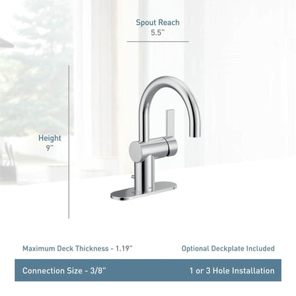 MOEN CIA 6221BL Single Handle Bathroom Sink Faucet with Drain in Matte Black