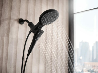 MOEN Verso 220C3BL 8-Spray Patterns with 1.75 GPM 7 in. Wall Mount Dual Handheld Shower Heads with Infiniti Dial in Matte Black