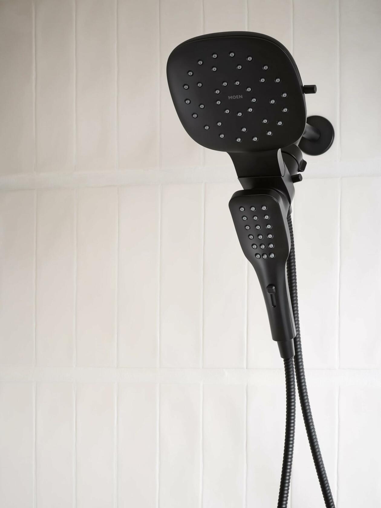 MOEN Verso 220C5EPBL Eco-Performance Infiniti Dial Square Rain Shower Head with Detachable Hand Shower Head in Matte Black