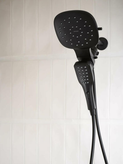 MOEN Verso 220C5EPBL Eco-Performance Infiniti Dial Square Rain Shower Head with Detachable Hand Shower Head in Matte Black