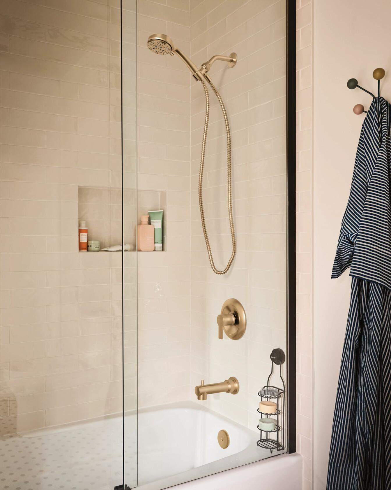 MOEN Meena 82618BZG Single Handle 4-Spray Tub and Shower Faucet 1.75 GPM in Bronzed Gold (Valve Included)