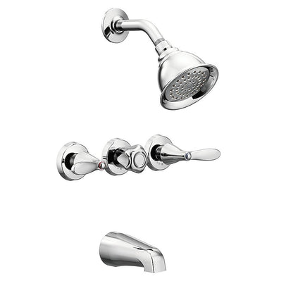 MOEN Adler 82663 3-handle Single function 4-in Round Bathtub and shower Faucet in Chrome (Valve Included)