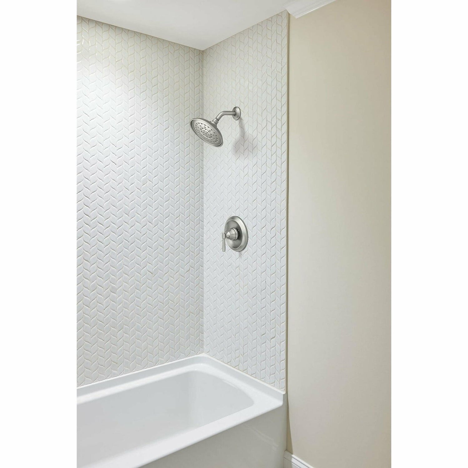 MOEN Halle 82971SRN Single Handle 1-Spray Shower Faucet 1.75 GPM in Spot Resist Brushed Nickel with Pressure Balance (Valve Included)