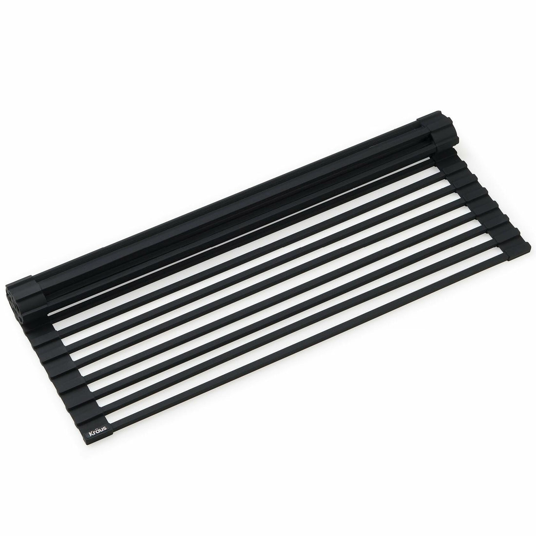 Kraus Multipurpose Workstation Sink Roll-Up Dish Drying Rack, Colander and Trivet in Black, KRM-11BL