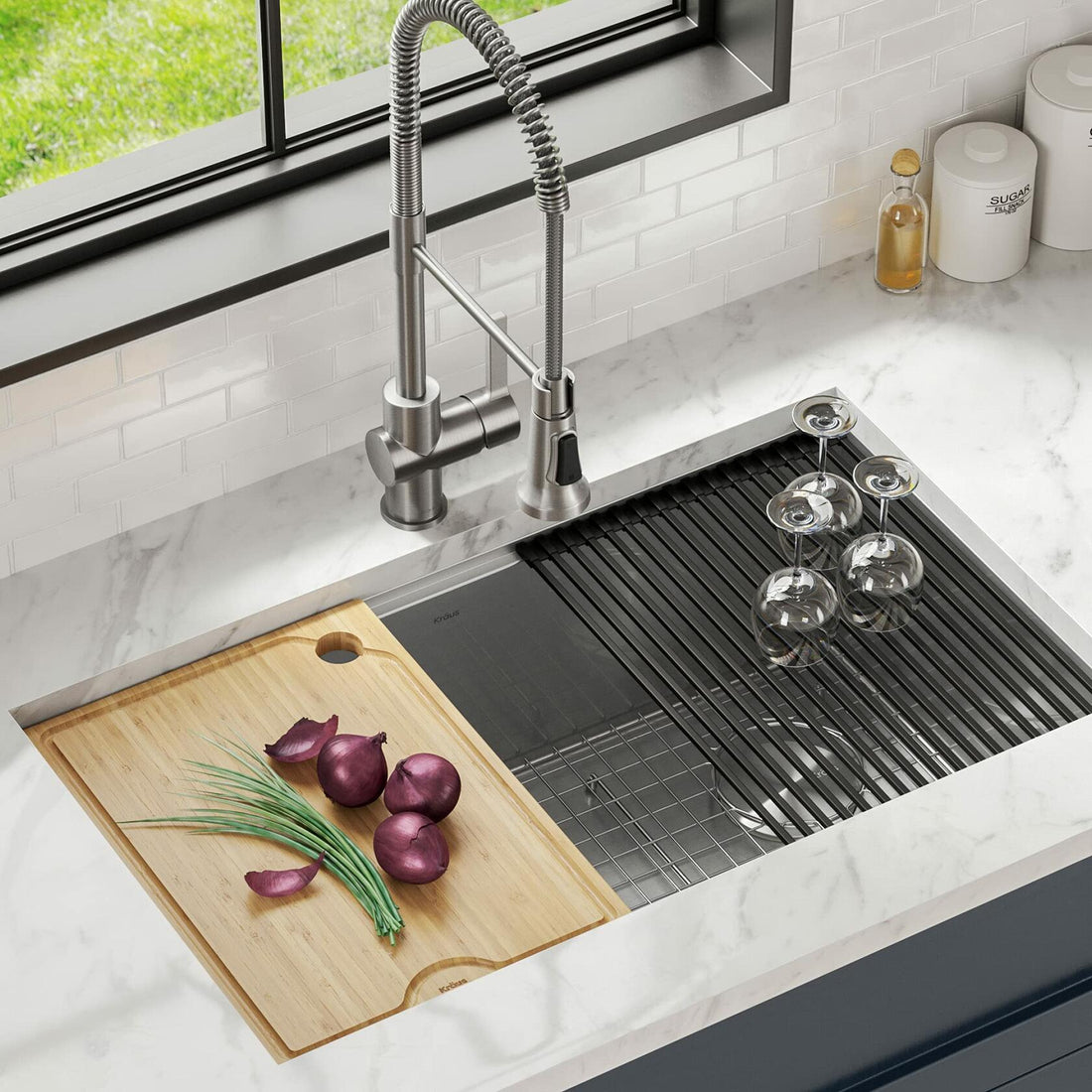 Kraus Kore Solid Bamboo Cutting Board for Workstation Kitchen Sink (16 3/4 in. x 12 in.), KCB-WS103BB