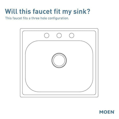 MOEN Adler 87203 Single-Handle Low Arc Kitchen Faucet with in Deck Side Sprayer in Chrome