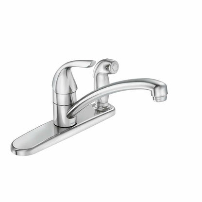 MOEN Adler 87203 Single-Handle Low Arc Kitchen Faucet with in Deck Side Sprayer in Chrome