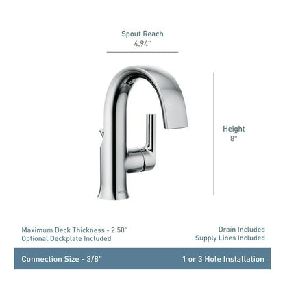 MOEN Doux S6910 Single Hole Single-Handle Bathroom Faucet in Chrome