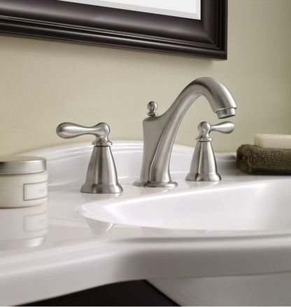MOEN Caldwell WS84440SRN Two-Handle High Arc Bathroom Faucet in Spot Resist Brushed Nickel