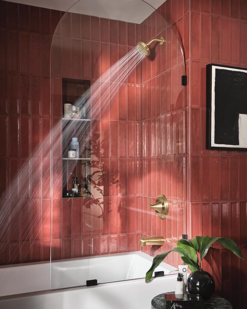 MOEN Findlay 82518BZG Single-Handle 6-Spray Tub and Shower Faucet in Bronzed Gold (Valve Included)