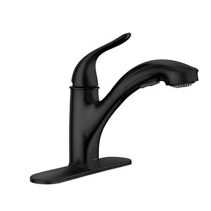 MOEN Brecklyn 87557BL Single Handle Pull Out Sprayer Kitchen Faucet with Power Clean in Matte Black