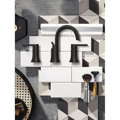MOEN Doux TS6925BL Two-Handle 8-Inch Widespread Lever Handle Bathroom Faucet Trim Kit in Matte Black (Valve Required)