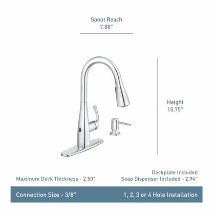 MOEN Essie 87014EWSRS Touchless One-Handle Pull-Down Sprayer Kitchen Faucet with MotionSense Wave and Power Clean in Spot Resist Stainless