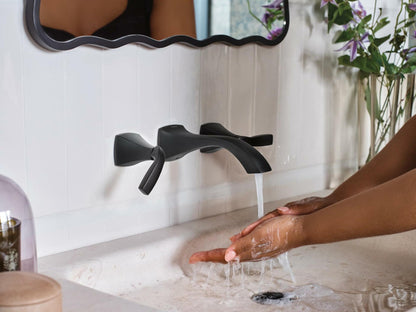 MOEN Voss T6906BL Two-Handle Wall Mount Bathroom Faucet Trim Kit in Matte Black (Valve Required)