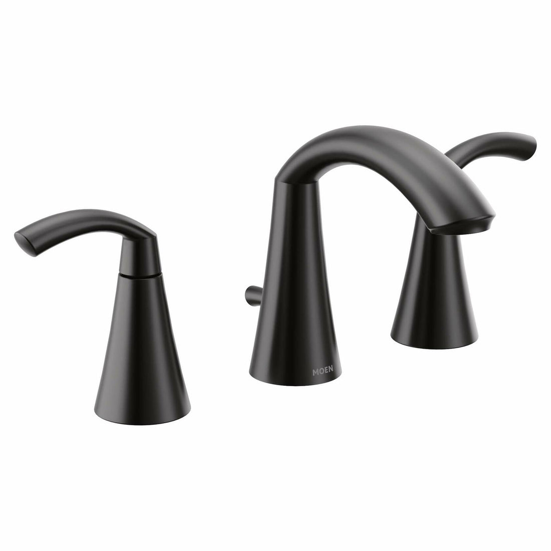 MOEN Glyde T6173BL Two-Handle 8-Inch Widespread High Arc Modern Bathroom Sink Faucet in Matte Black (Valve Required)