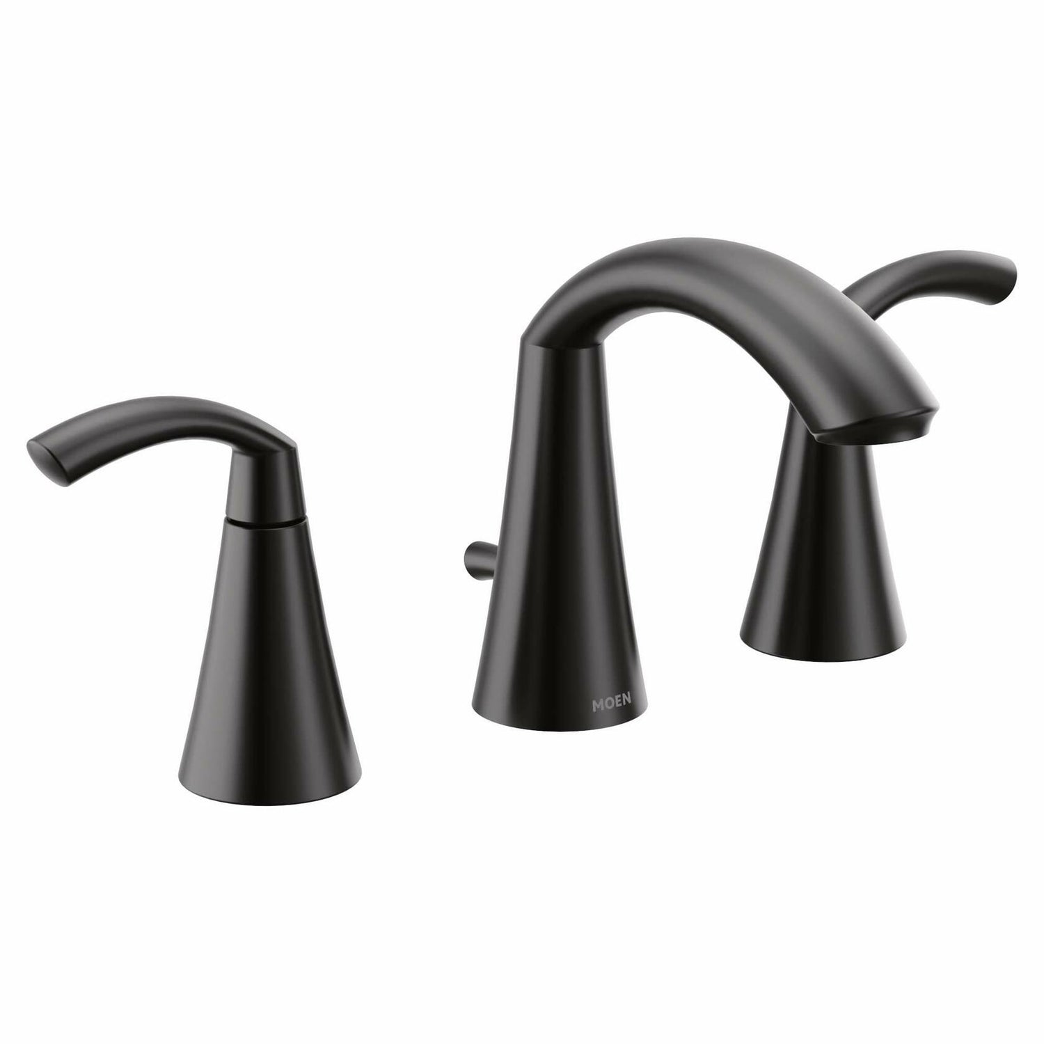 MOEN Glyde T6173BL Two-Handle 8-Inch Widespread High Arc Modern Bathroom Sink Faucet in Matte Black (Valve Required)