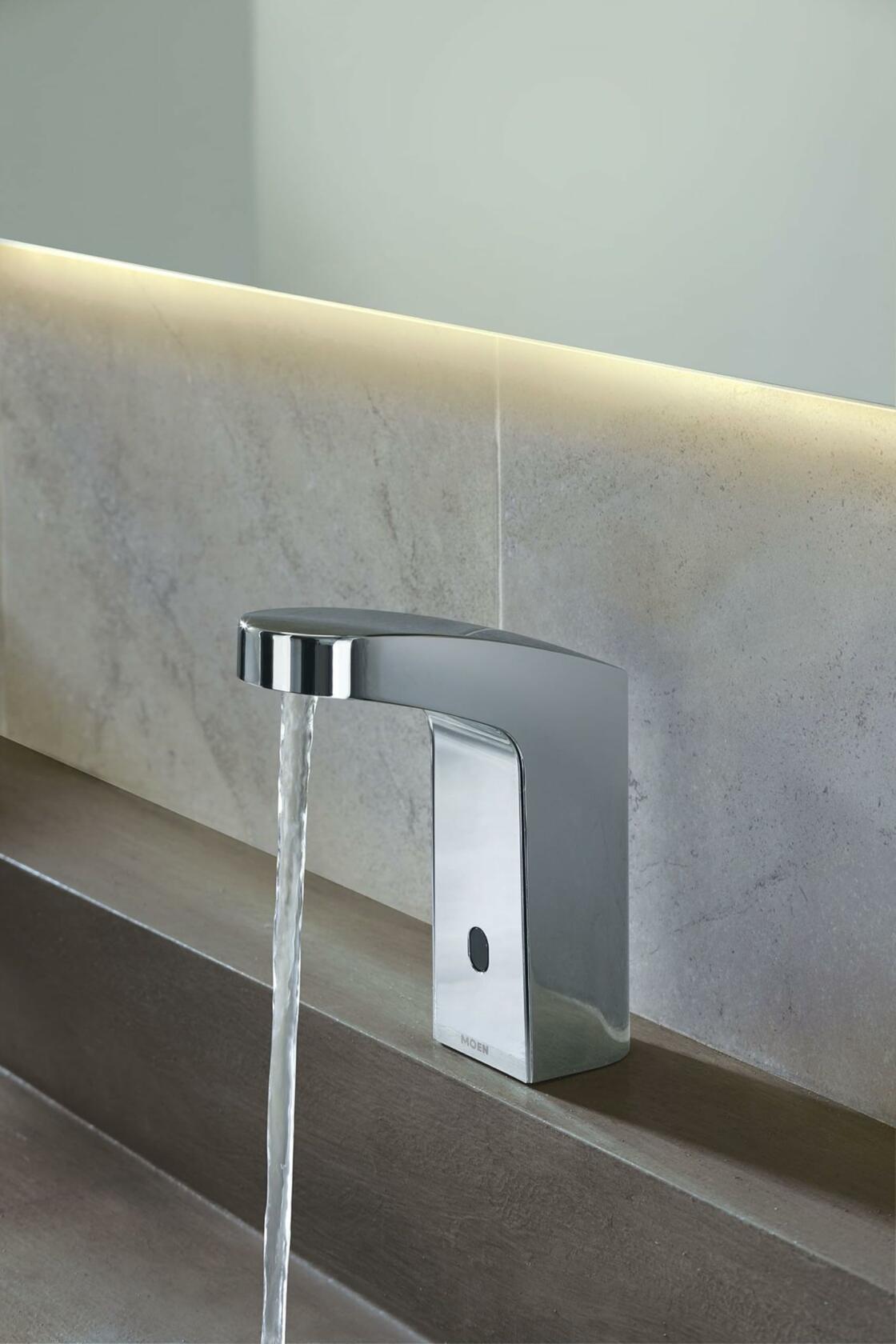MOEN M-Power 8551 Sensor Operated Single Mount Above Deck Bathroom High Arc Battery Powered Faucet in Chrome