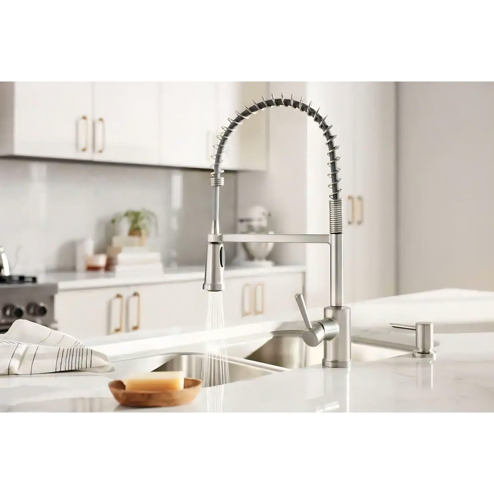 MOEN Indi 87194SRS Single-Handle Pulldown Sprayer Kitchen Faucet with Power Clean in Spot Resist Stainless
