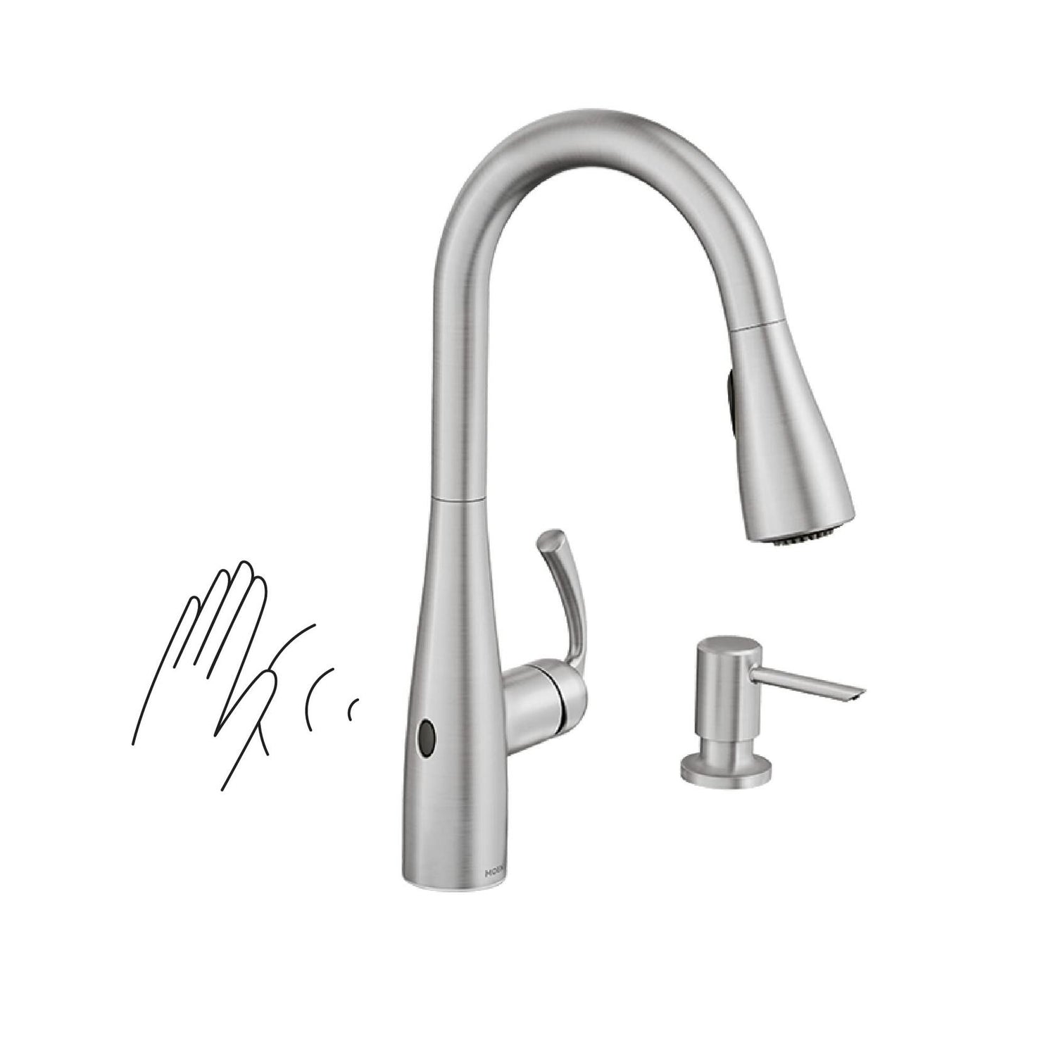 MOEN Essie 87014EWSRS Touchless One-Handle Pull-Down Sprayer Kitchen Faucet with MotionSense Wave and Power Clean in Spot Resist Stainless