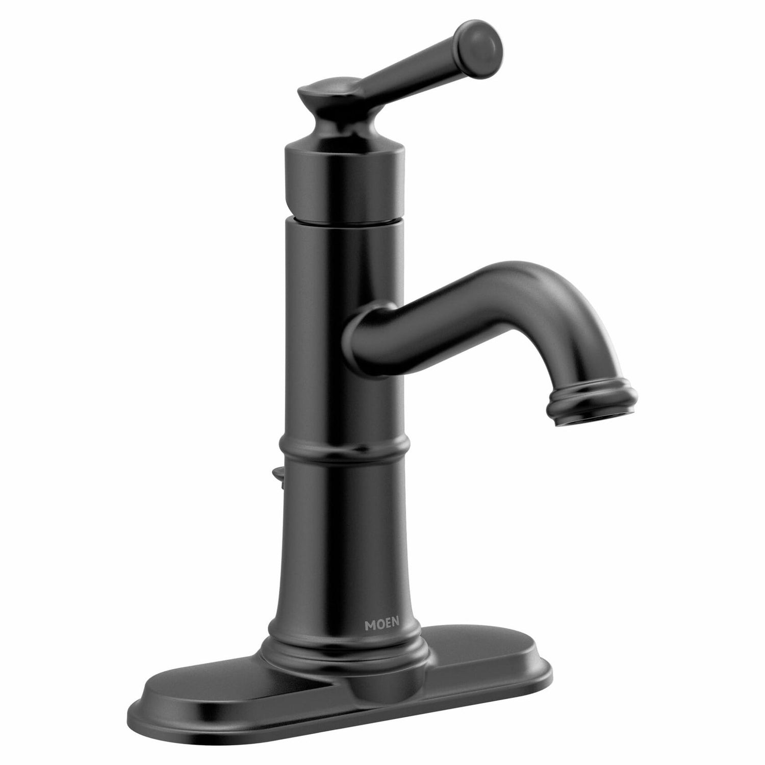 MOEN Belfield 6402BL One-Handle Bathroom Sink Faucet with Drain Assembly in Matte Black