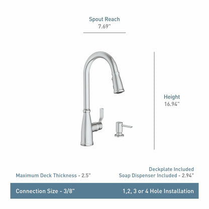 MOEN Nolia 87071SRS Single Handle Pull-Down Sprayer Kitchen Faucet with Reflex and PowerBoost in Spot Resist Stainless