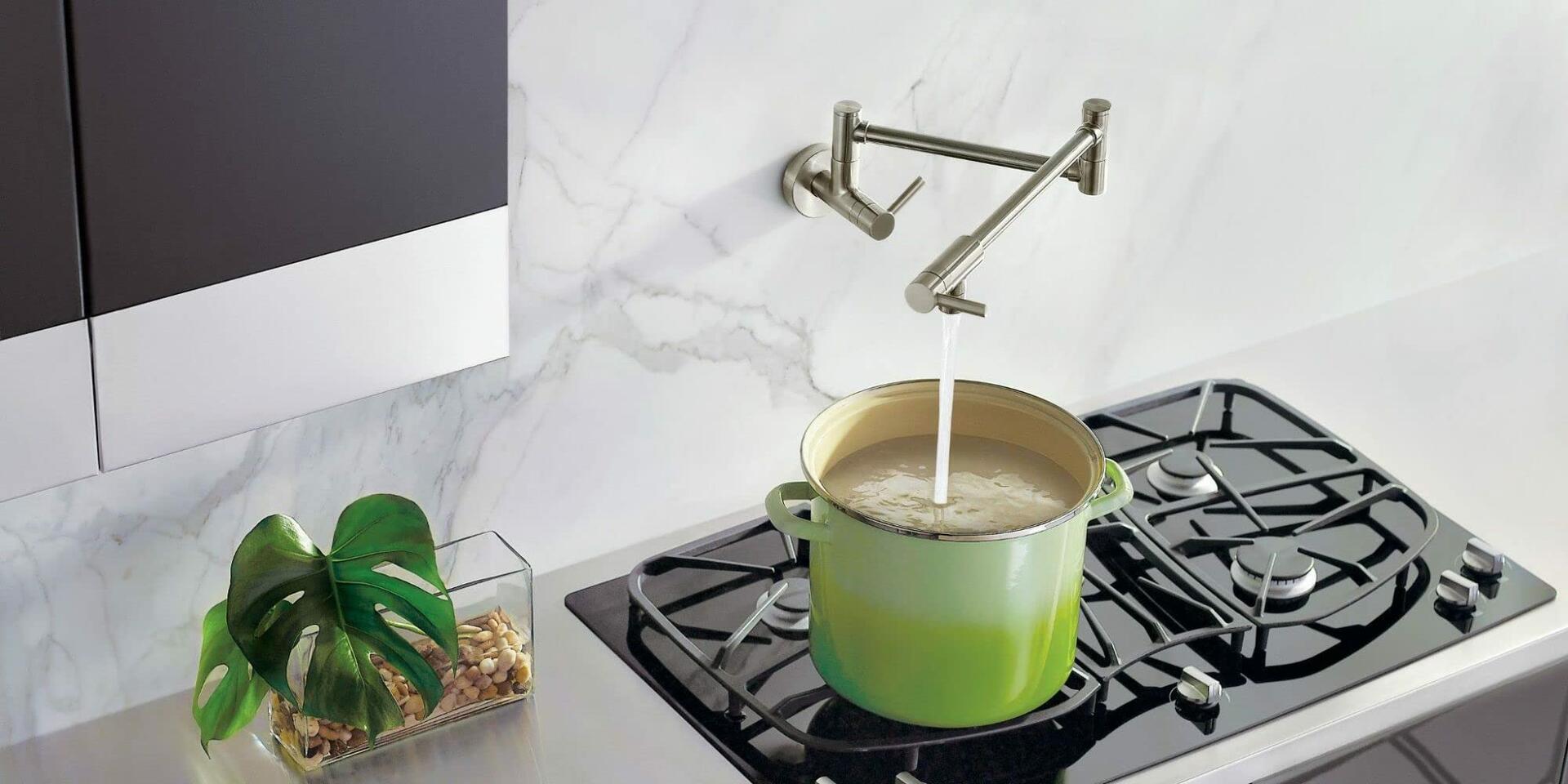 MOEN Modern S665SRS Wall Mounted Pot Filler Kitchen Faucet in Spot Resist Stainless