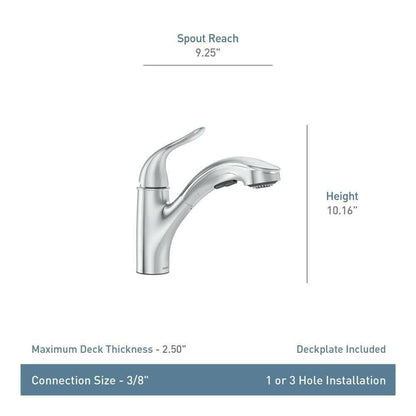 MOEN Weylon 87303SRS One-Handle Pullout Kitchen Faucet in Spot Resist Stainless