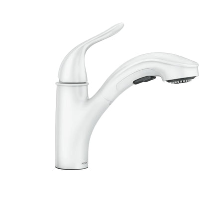 MOEN Brecklyn 87557W Single-Handle Pull-Out Sprayer Kitchen Faucet with Power Clean in White